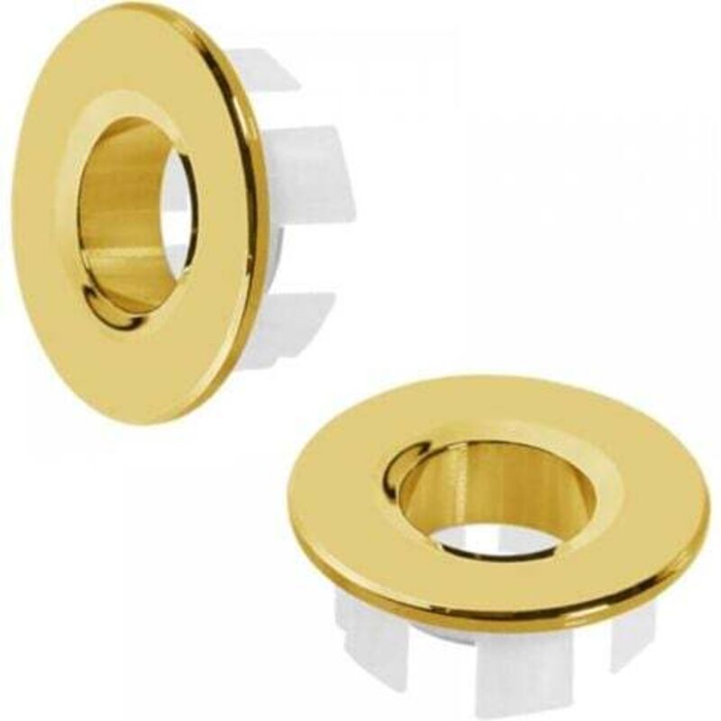 [niemals Verwendet] 2-teiliger Spülbeckenüberlaufring, Überlaufringe Aus Messing, Runde Spülbeckenlochabdeckung Für Bad Und Küche (gold)