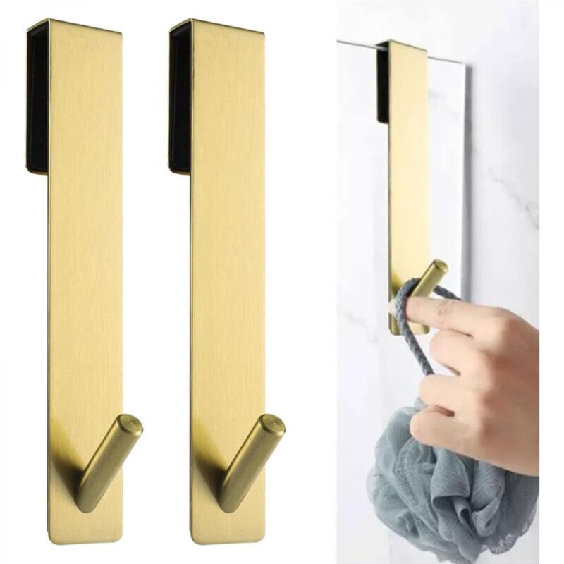 [niemals Verwendet] Set Mit 2 Duschhaken, Bohrfreie Handtuchhalter, Für Rahmenlose Glasduschtüren, 6 Bis 12 Mm Dick (gold)