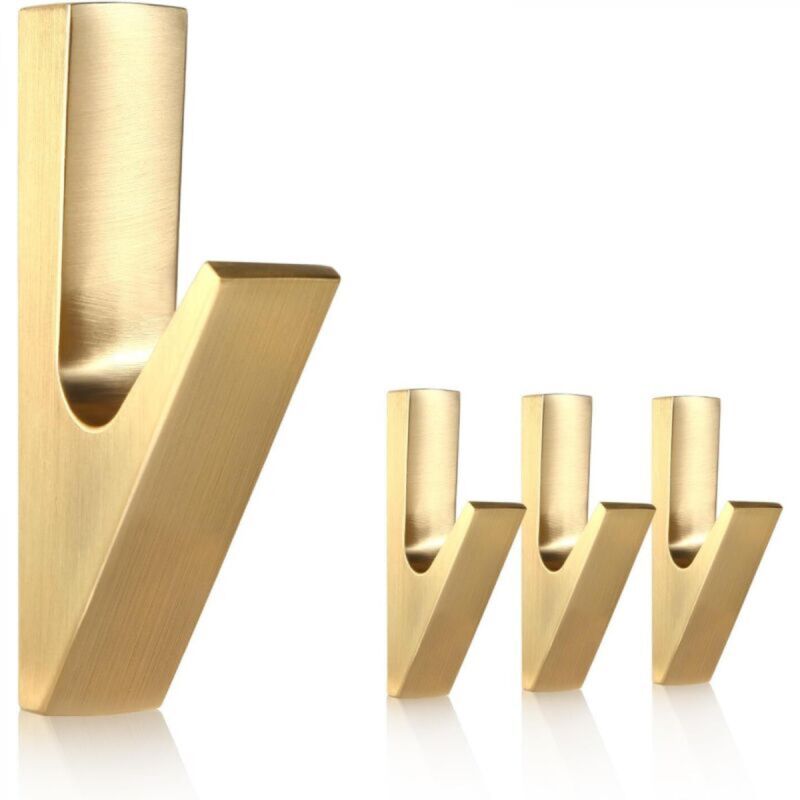 [niemals Verwendet] Kleiderhaken Aus Aluminium, 4 Handtuchhaken In Gebürstetem Gold, Wandhaken Für Kleidung, Jacken, Dusche, Bademantel, Hut, Handtuch, Badezimmer, Küche, Wohnzimmer, Schlafzimmer (mod