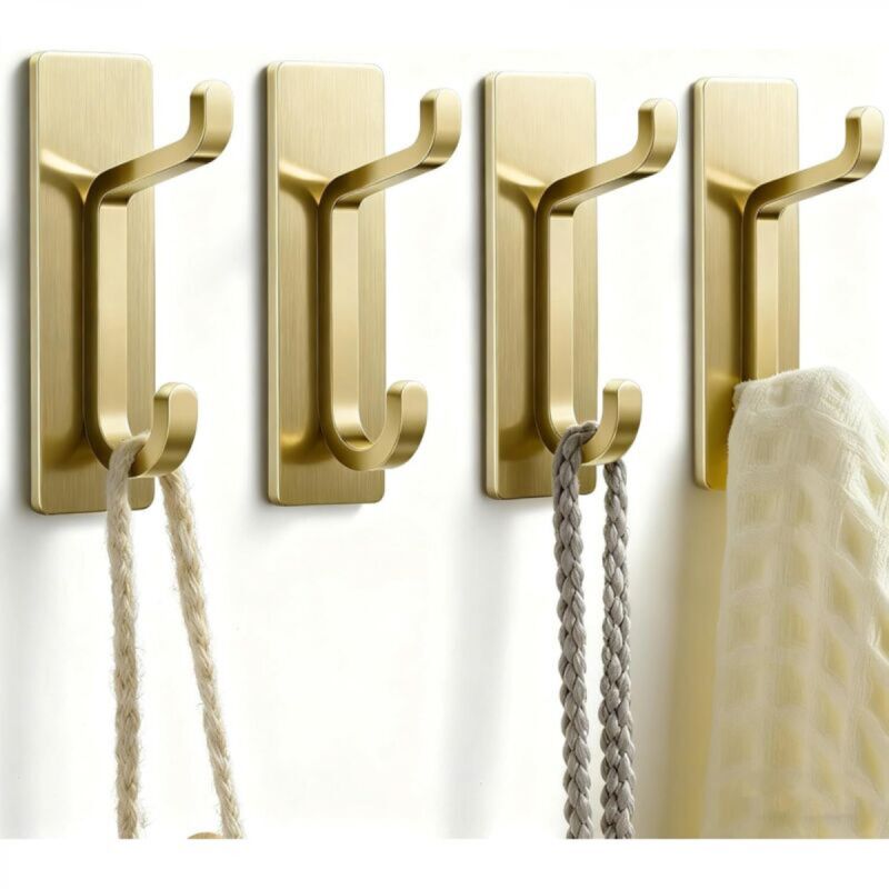 [niemals Verwendet] Wandhaken Für Mäntel Und Handtücher: Selbstklebende Türhaken, Goldfarben, 4er-set