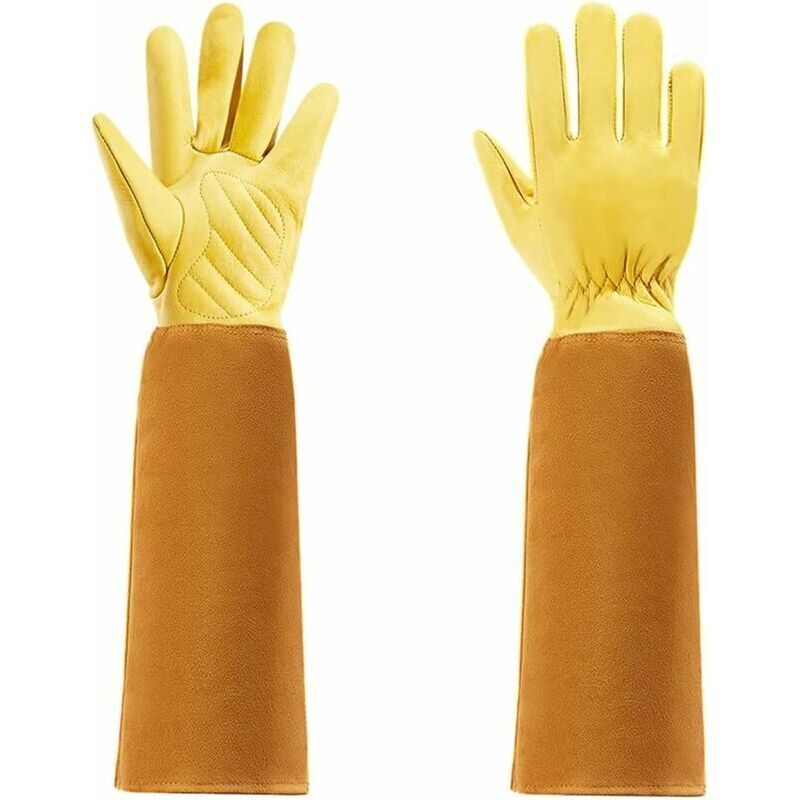 [niemals Verwendet] (farbe: Gelb, Größe: L) Gartenhandschuhe Für Damen Und Herren, Kochhandschuhe Aus Rindsleder Mit Langem Unterarmschutz