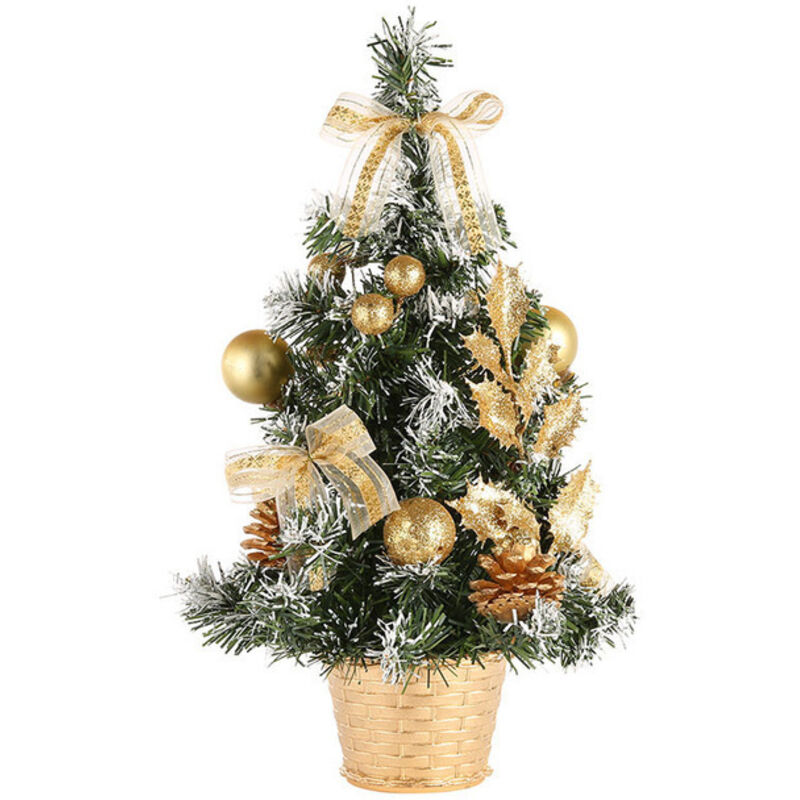 [niemals Verwendet] Mini-weihnachtsbaum (künstlich), Kleiner Weihnachtsbaum Mit Led-lichtern, Mini-tischbaumdekoration Für Büro, Bar, 40 Cm (gold)