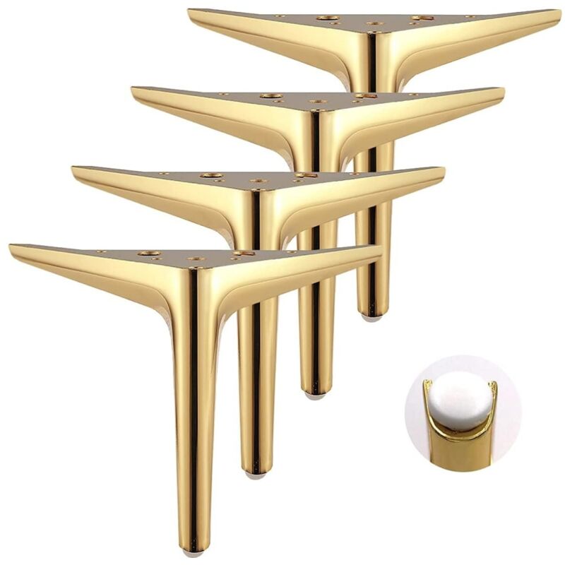 [niemals Verwendet] Möbelbeine Set Mit 4 Goldenen Dreieckigen Möbelbeinen, Für Kleiderschrank, Sofa, Couchtisch, Tv-ständer Und Andere Möbel (15 Cm)