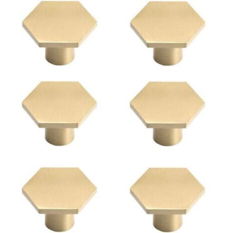 [niemals Verwendet] Set Mit 6 Messing-schrankgriffen, Vergoldeten Möbelgriffen, Einlochigen Sechskantgriffen Für Küche, Büro, Kleiderschränke Und Kommoden