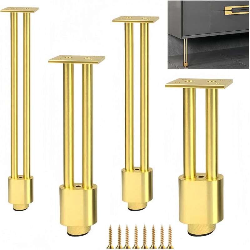 [niemals Verwendet] Möbelbeine Aus Aluminiumlegierung – Ersatzbeine Aus Metall Für Tisch, Schrank, Badezimmermöbel, Bett – Stabile Und Langlebige Unterstützung (gold, 20 Cm)