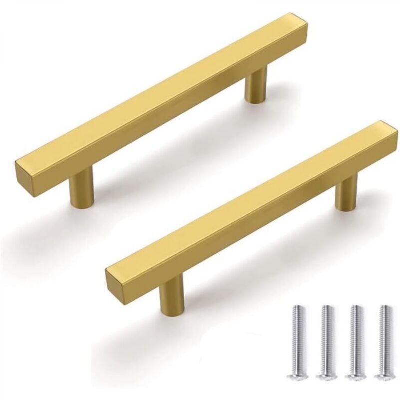 [niemals Verwendet] Set Mit 2 Goldfarbenen Edelstahl-küchenschrankgriffen, Modernes Und Schlichtes Design, 96 Mm