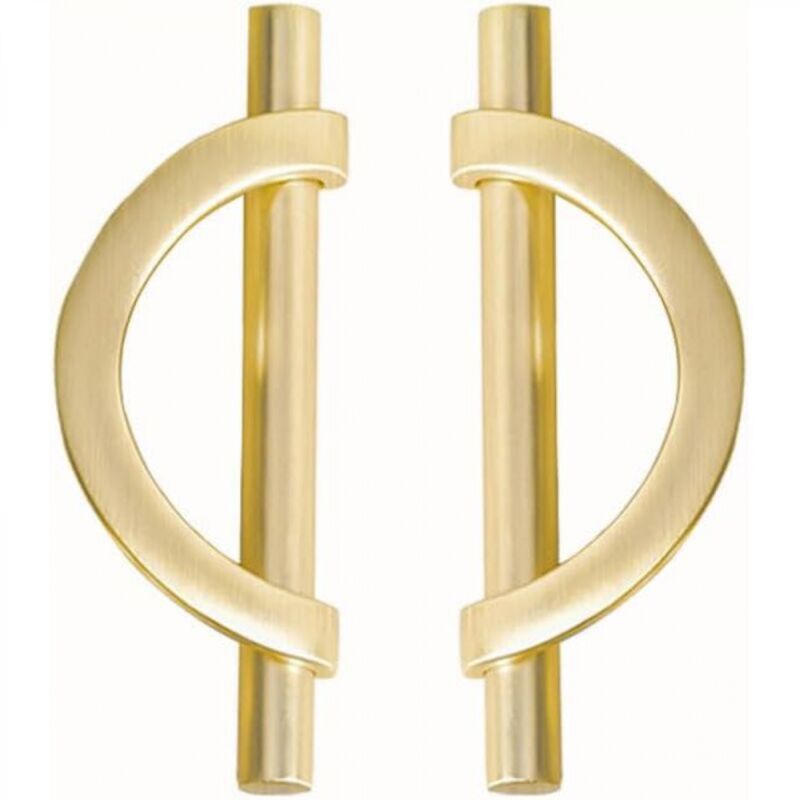 [niemals Verwendet] Gebürstete Goldene Schrankgriffe, Küchenschrankbeschläge, Set Mit 2 Halbmondförmigen Schrankgriffen Aus Zinklegierung.
