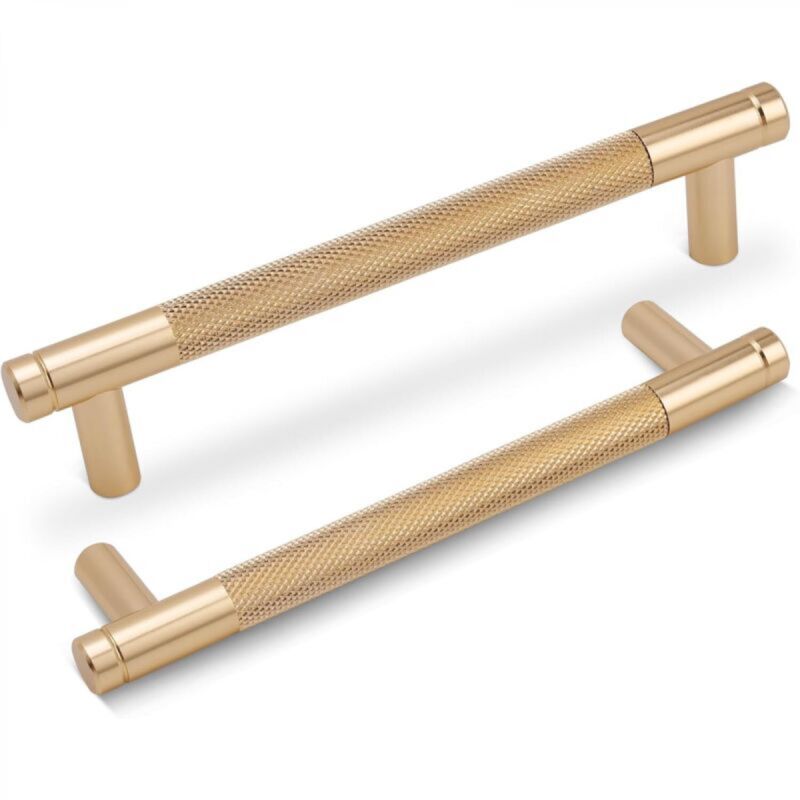 [niemals Verwendet] Gerändelte Schrankgriffe, 96 Mm Mittelloch, Goldfarben, 2 Stück