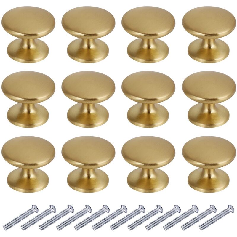 [niemals Verwendet] Runde Türknöpfe, Schubladenknöpfe, 27 Mm Möbelgriffe Für Schrank, Kleiderschrank, Küche (12 Stück, Gold)
