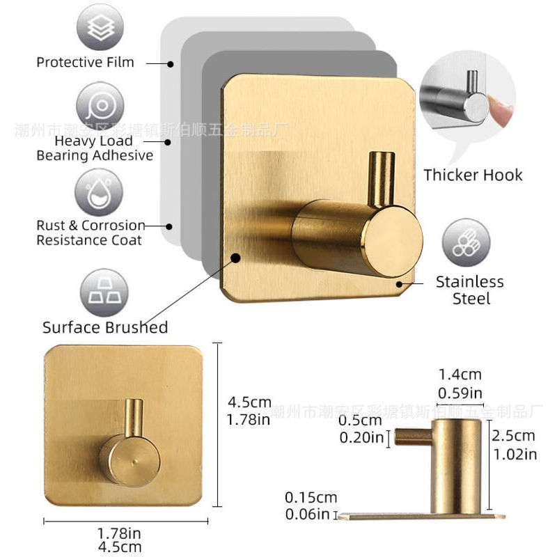 [niemals Verwendet] Klebe-häkelnadel Ohne Lochung, Einzelnadel – 14 Cm Quadratisch – Gold – 4 Stück