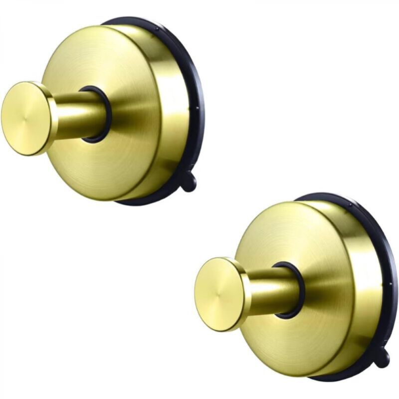 [niemals Verwendet] 2-teiliger Saugnapfhaken Aus Edelstahl, Handtuchhalter Für Bad, Geschirrtuchhaken Für Küche, Garderobenhaken, Gold