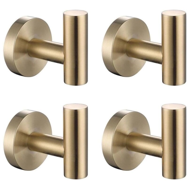 [niemals Verwendet] 4-teiliges Edelstahlhaken-set (gold): Für Badezimmer (handtücher, Bademäntel) – Wand- Oder Türbefestigung