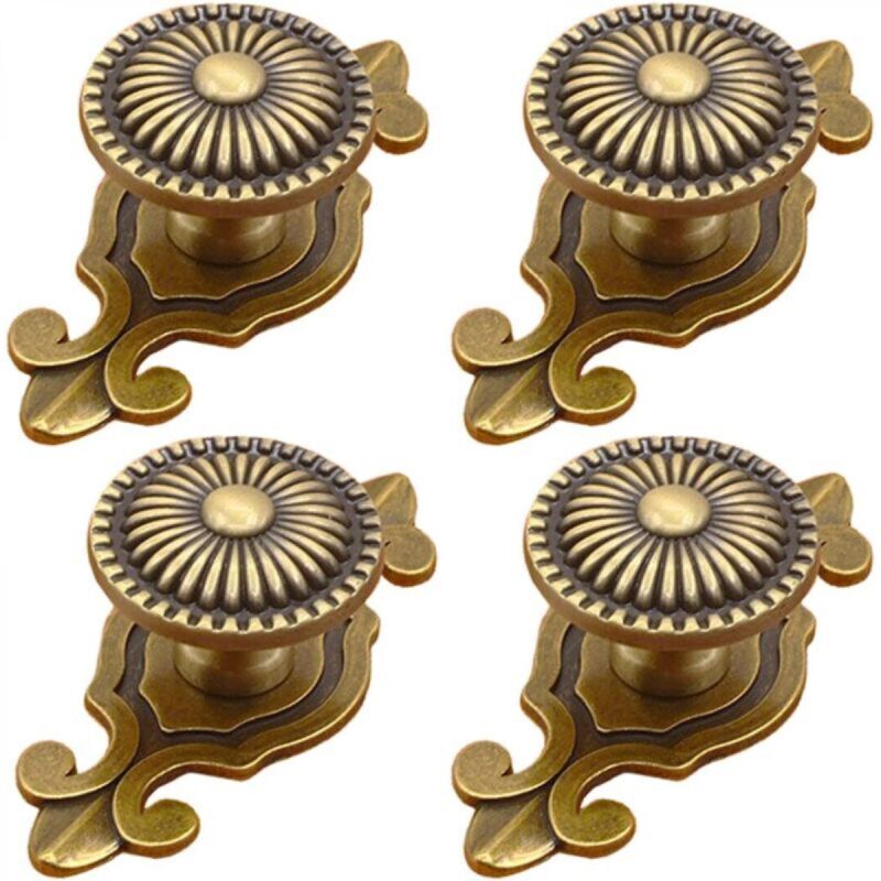 [niemals Verwendet] Set Mit 4 Vintage-retro-schrankknöpfen Aus Messing Im Pilz-stil Mit Rosetten, Schubladengriffe Für Küche/schrank/kleiderschrank/kommode (gold)