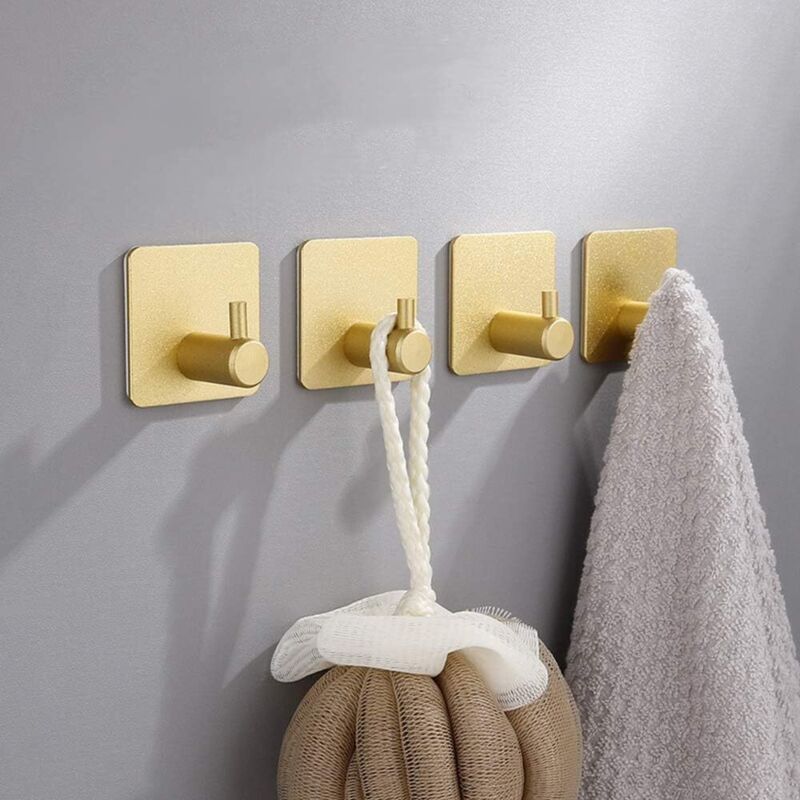 [niemals Verwendet] Set Mit 4 Selbstklebenden Haken, Wandhaken, Stark Haftenden Haken, Für Klebehaken, Küchenhaken, Saugnapfhaken (gold)