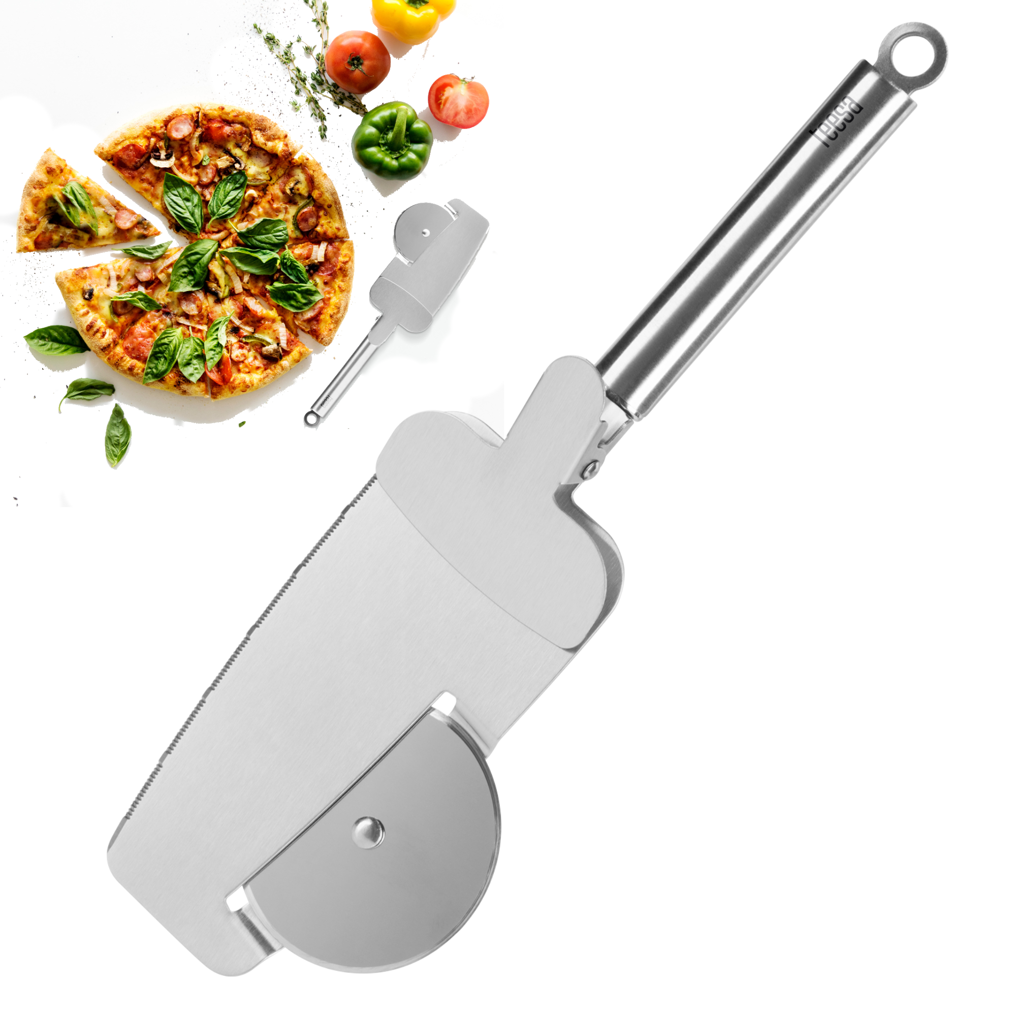 Pizzaschneider Mit Schneidscheibe Mit Kantenschneidzähnen Und Spatel Mit Teesa-klemme
