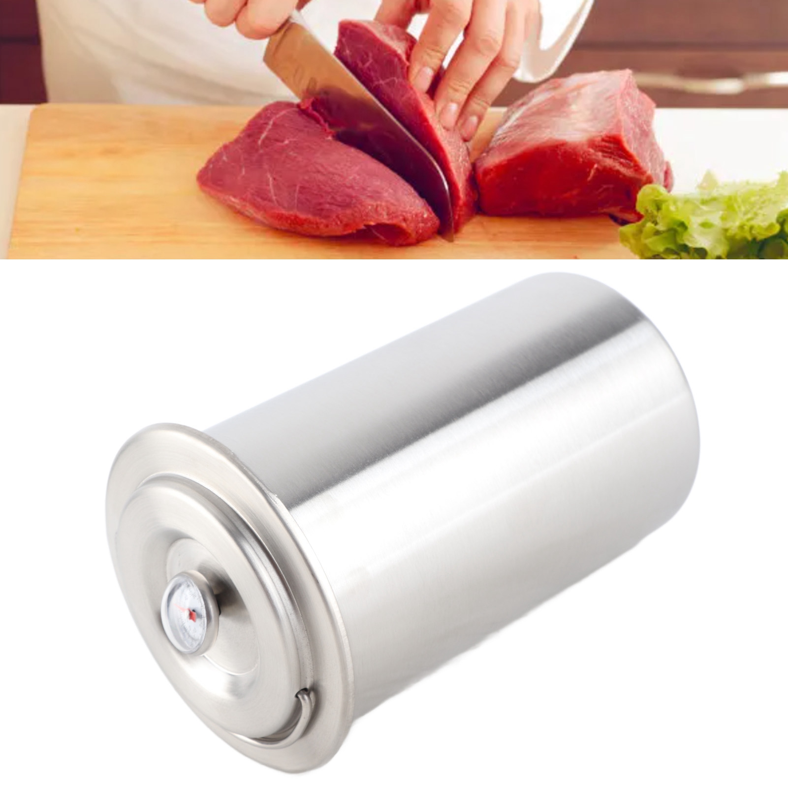 Schinkenpresse Aus Edelstahl 304 Mit Thermometer Und Druckfeder, Für Private Und Gewerbliche Küchen, Form Für Speck Und Gepresstes Fleisch