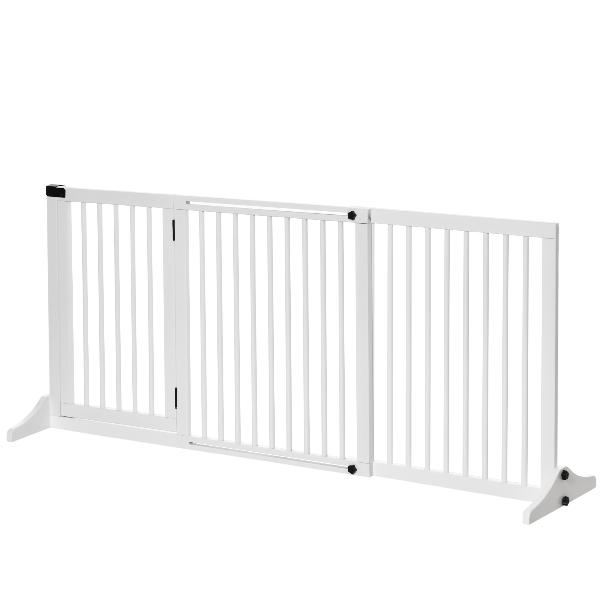 Absperrgitter Hund Freistehendes Verstellbares Schutzgitter Mit Füßen 113-166 X 71 Cm Holz Hundegitter Türschutzgitter Hundeabsperrgitter Für Treppen, Türen, Küche, Flur, 3 Paneelen, Weiß