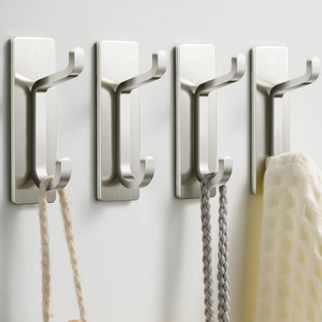 Set Mit 4 Silbernen Klebehaken Aus Edelstahl