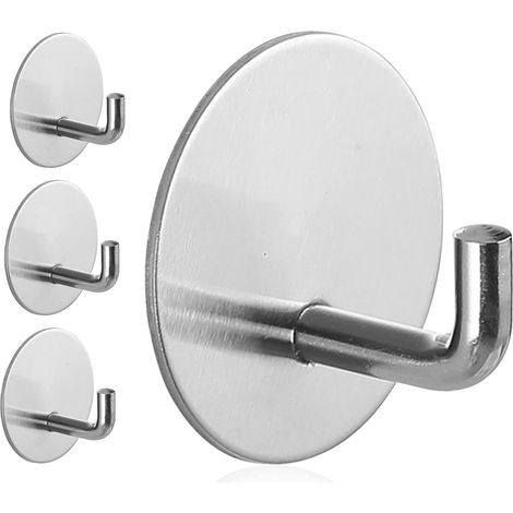 Selbstklebende Haken, Robuste Und Wasserdichte Duschhaken Zum Aufhängen Von Schwämmen, Handtüchern Und Kleidung Im Badezimmer Abnehmbare Edelstahlbürste Nickel Selbstklebende Wandhaken 4 (silber)