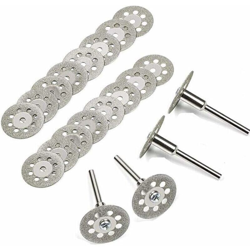 [niemals Verwendet] Diamanttrennscheibe, 20 Stück 22 Mm Diamant-minitrennscheiben Mit 4 Dornstangen Für Rotationsscheiben Für Rotationswerkzeuge, Glas- Und Edelsteintrennscheiben