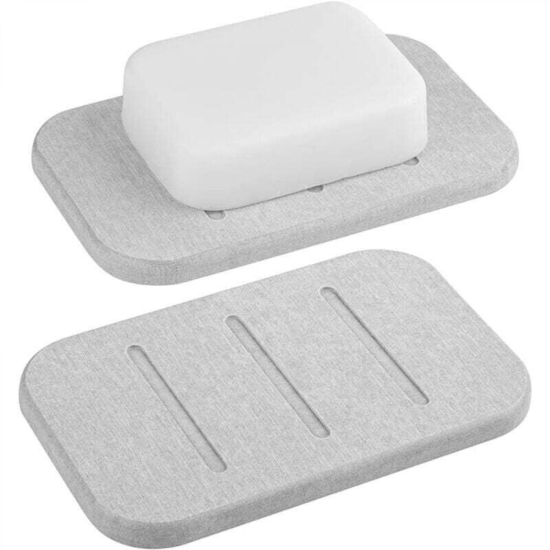 [niemals Verwendet] Set Mit 2 Seifenschalen Aus Diatomit, Schnelltrocknend, Seifenhalter Für Bad Und Dusche, Selbsttrocknender Seifenbehälter (grau)