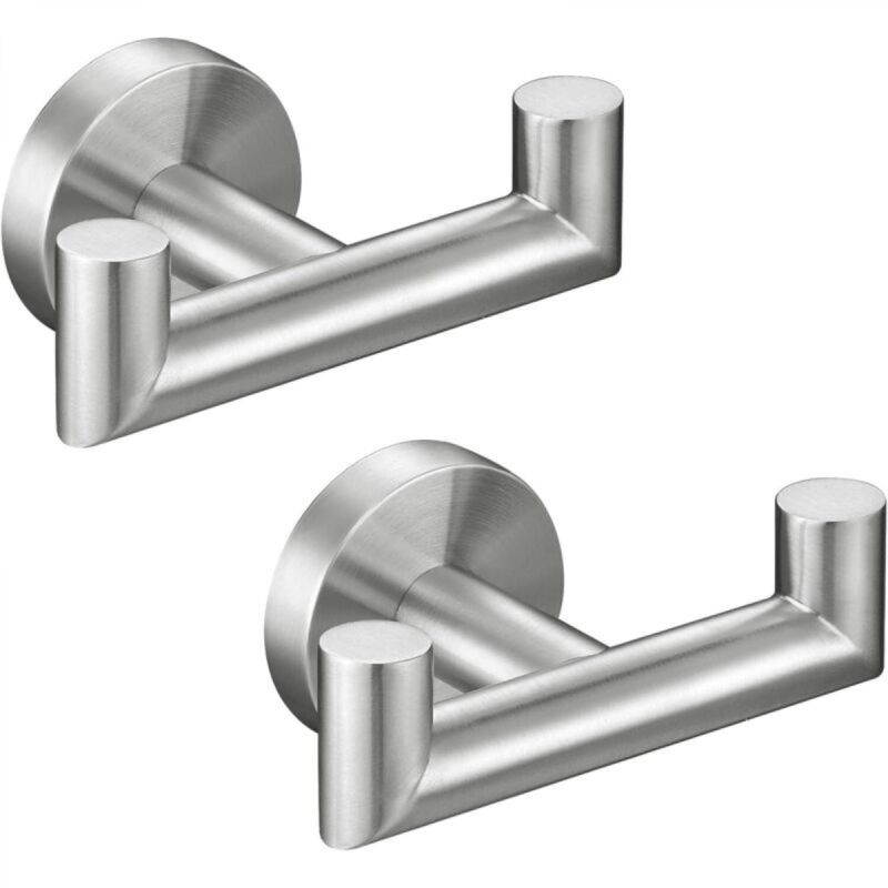 [niemals Verwendet] Set Mit 2 Doppelwandhaken Für Badezimmer, Aus Edelstahl Sus 304, Für Bademäntel, Handtuchhalter, Küchenhandtuchhaken, Bademantelhaken, Gebürstetes Silber