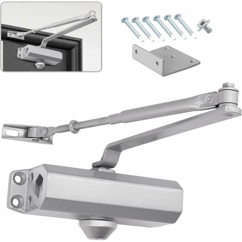[niemals Verwendet] (silber) Automatischer Hydraulischer Türschließer Mit Stoppfunktion, Einstellbarem Federbelasteten Türschließer, Pufferverschluss Für Türen Mit Einem Gewicht Von 25-45 Kg Für Den G