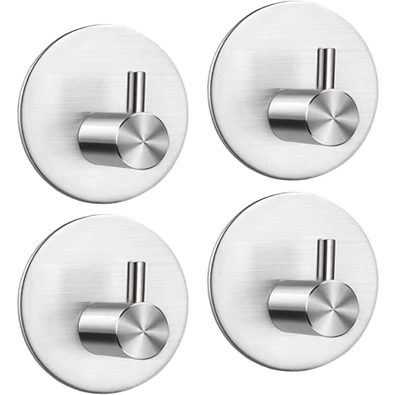 [niemals Verwendet] Selbstklebender Haken, Edelstahl-wandhaken Für Badezimmer, Selbstklebender Handtuchhalter Für Küche, Wohnzimmer Und Büro, Rostfrei Und Wasserdicht (silber, 4 Stück)