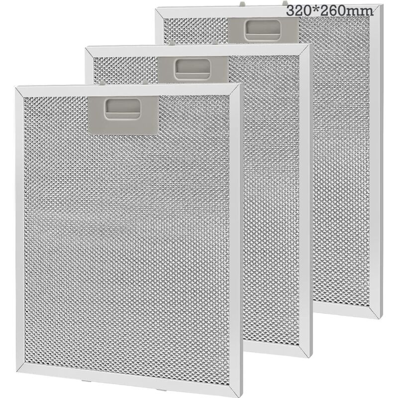 [niemals Verwendet] Set Mit 3 Metallfettfiltern Für Dunstabzugshauben, 320 X 260 Mm – Silber