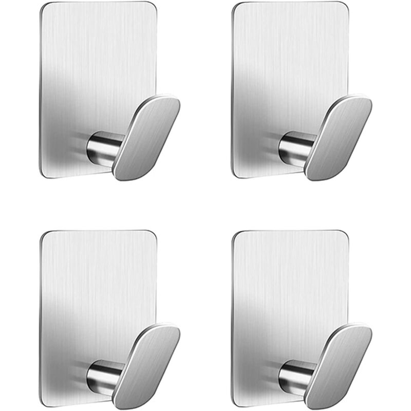 [niemals Verwendet] 4er-set Selbstklebende Wandhaken, Handtuchhalter Für Bad Und Küche, Kein Bohren Erforderlich – Silber