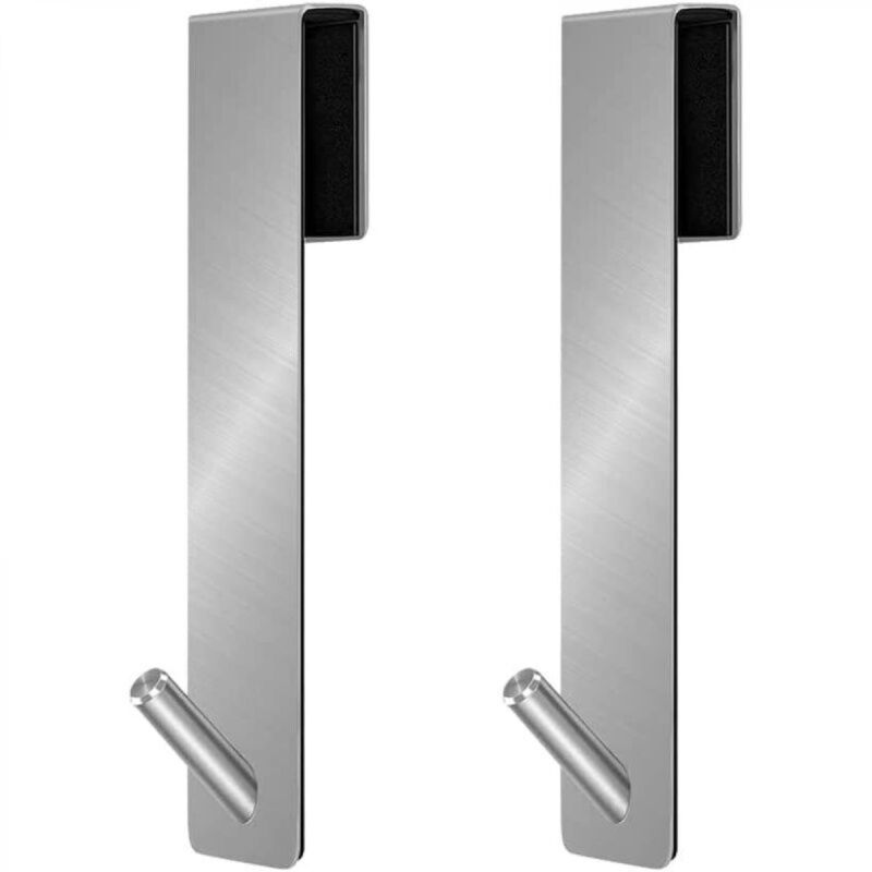 [niemals Verwendet] Set Mit 2 Duschtürhaken Aus Edelstahl, Kein Bohren Erforderlich, Zum Aufhängen Von Handtüchern An Einer Rahmenlosen Duschtür (17,8 Cm, Silber)