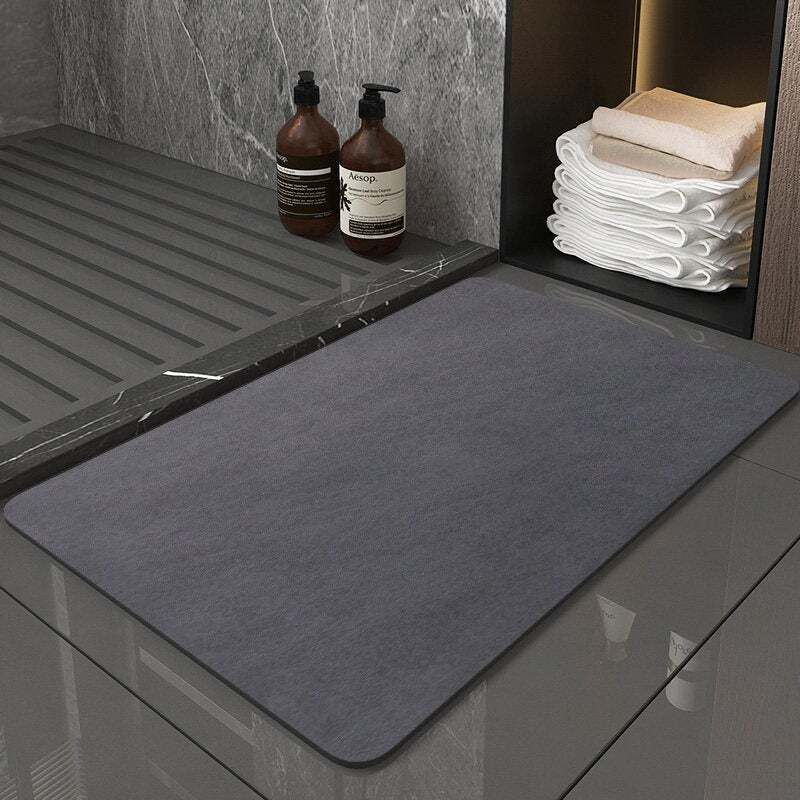[niemals Verwendet] Rutschfeste Badematte 40 X 60 Cm, Saugfähige Kieselgur-badematte, Schnelltrocknende Duschmatte, Grau