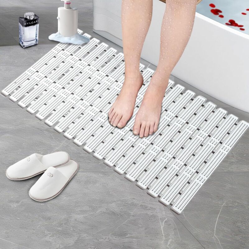 [niemals Verwendet] Rutschfeste Badematte 90 X 40 Cm, Duschmatte Mit Starken Saugnäpfen, Sicher, Maschinenwaschbar, Schimmelresistent, Schnelltrocknende, Bpa-freie Gittermatte Für Den Innenbereich, Gr