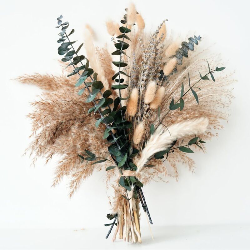 Bardusch – Dekoration Aus Grünem Pampasgras, Lavendel Und Eukalyptus, Natürlicher Trockenblumenstrauß Für Den Esstisch, Boho-hochzeit
