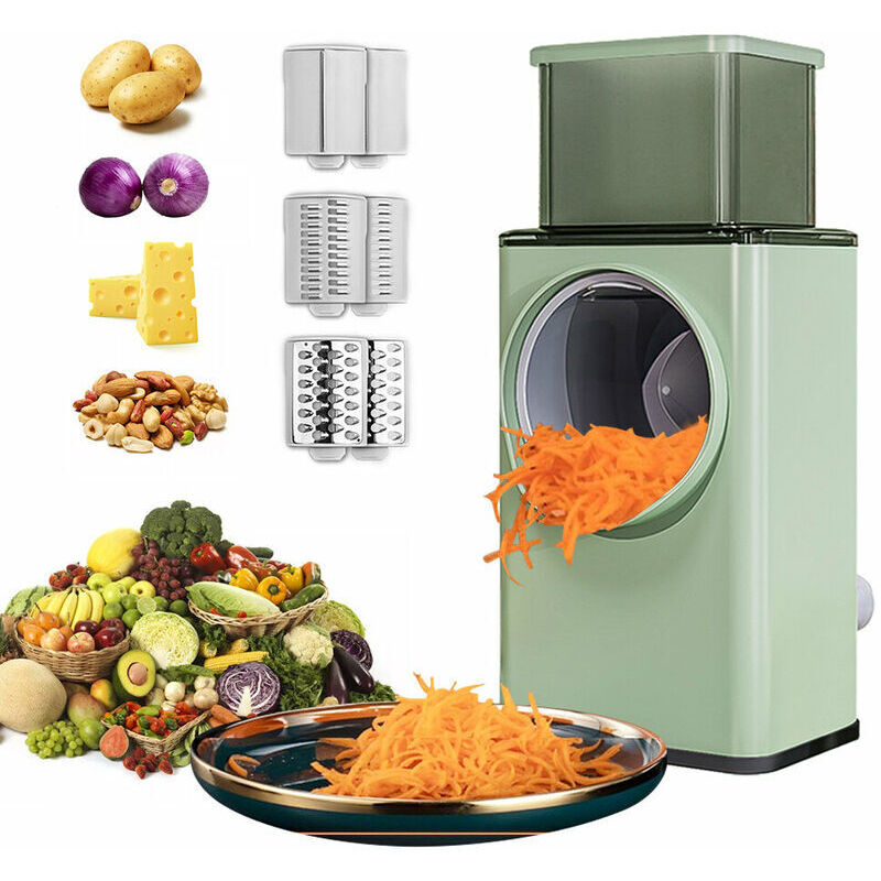 Multifunktionaler Gemüseschneider, Rotationszerkleinerer, Käsereibe, 3-in-1-reibe, Hobel, Fleischwolf, Salatbereiter Mit Edelstahl-rollenklingen Für Gemüse, Obst Und Nüsse
