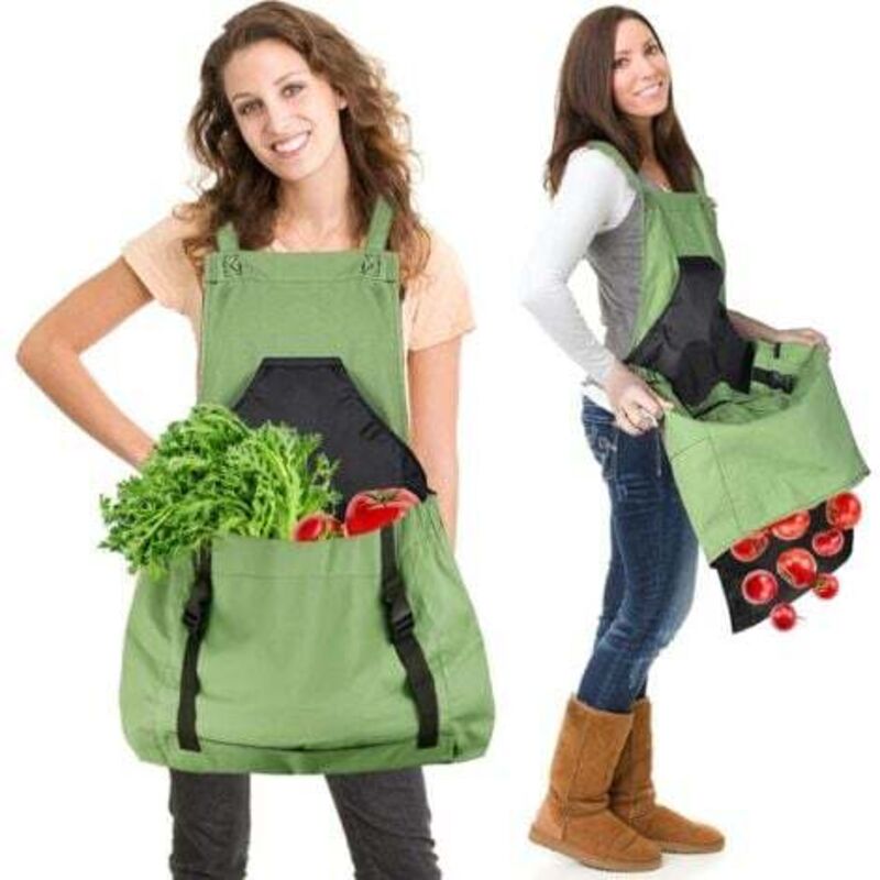 [niemals Verwendet] Ernteschürze (grün), Segeltuchtasche Zum Obstpflücken – Verstellbare Ernteschürze Mit Großem Fassungsvermögen, Bodenöffnung Und Doppelclips Für Gärtner
