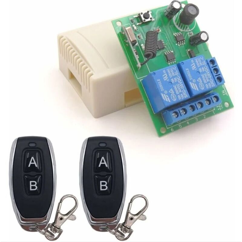 [niemals Verwendet] Sicherer 12-v-gleichstrom-funkfernbedienungsschalter Mit 433-mhz-rf-empfänger (10 A) Und 2 Sendern Für Motoren, Lampen Und Tore