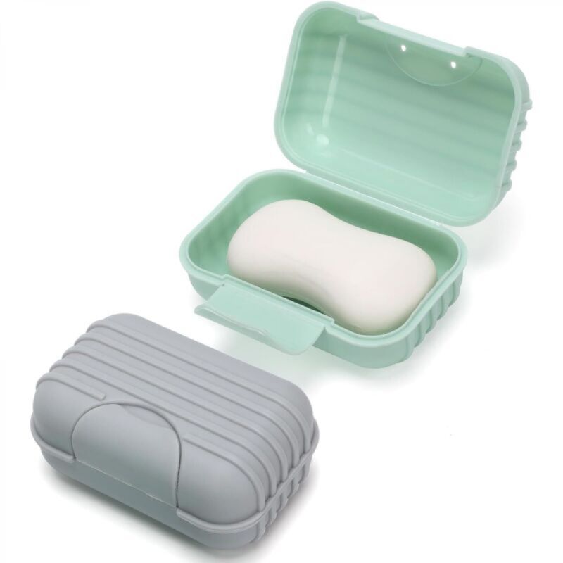 [niemals Verwendet] Graue Und Grüne Seifenschale, 11,4 X 7,5 X 5,5 Cm, 2 Wasserdichte Clips, Tragbare Seifenbox Für Handgemachte Seifen.