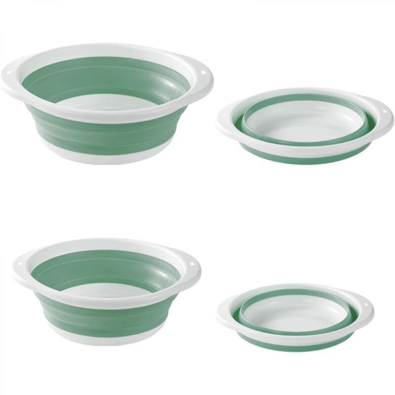 [niemals Verwendet] Zusammenklappbares Becken, 2-teilig, 2 Größen, Faltbares Becken, Faltbare Spülschüssel Für Outdoor-aktivitäten, Reisen, Camping, Küchenspüle (grün-weiß)