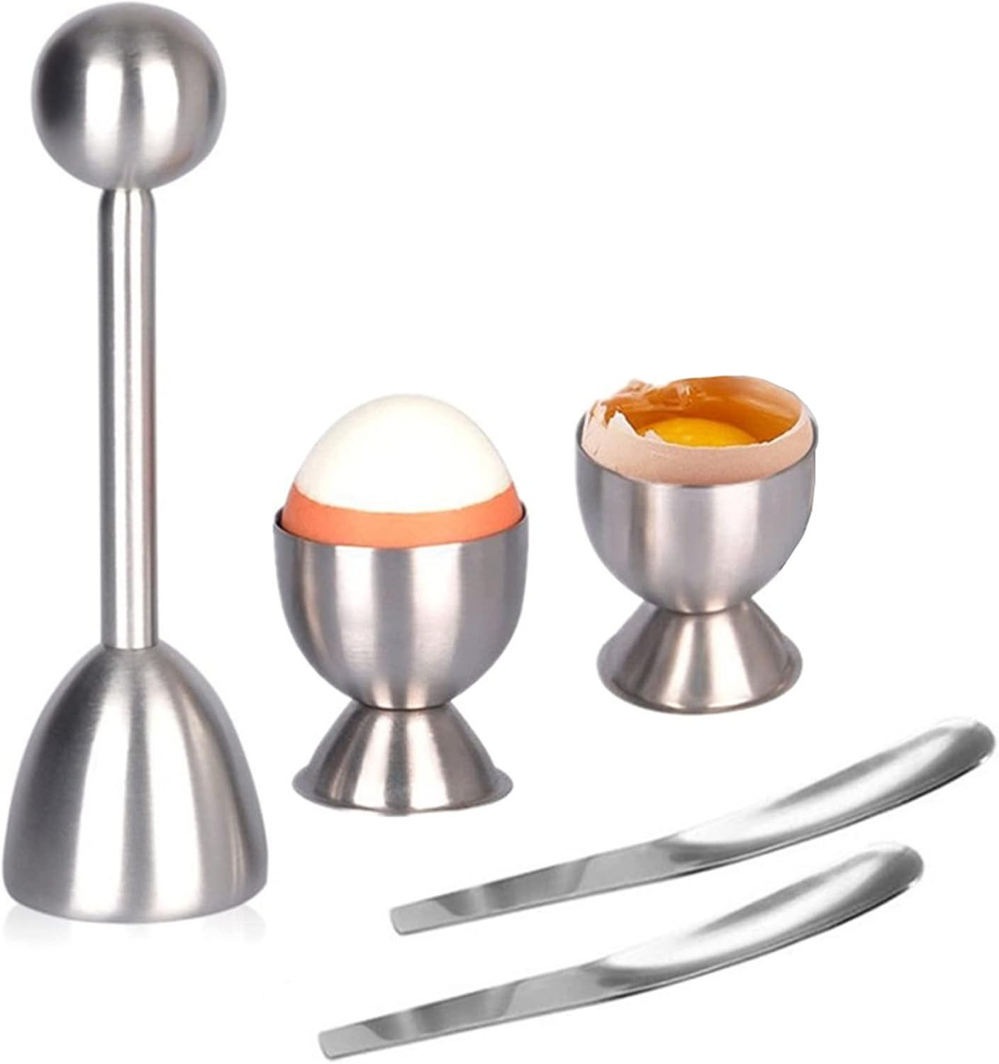 5-teiliges Rvs Eiertrimmer-set, Eieröffner, Separator Für Gekochte Eier, Mit Eierhaltern Und Eierplatten