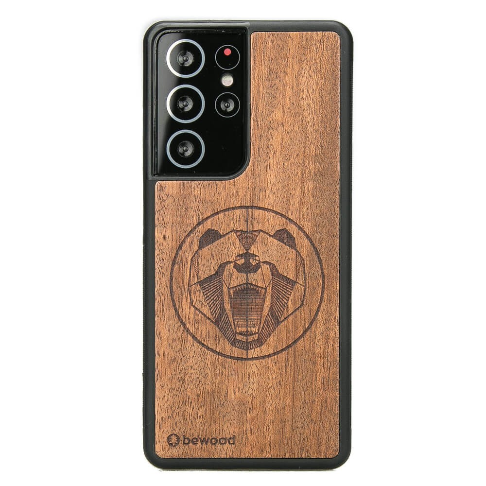 Holzhülle Für Samsung Galaxy S21 Ultra Merbau Bär