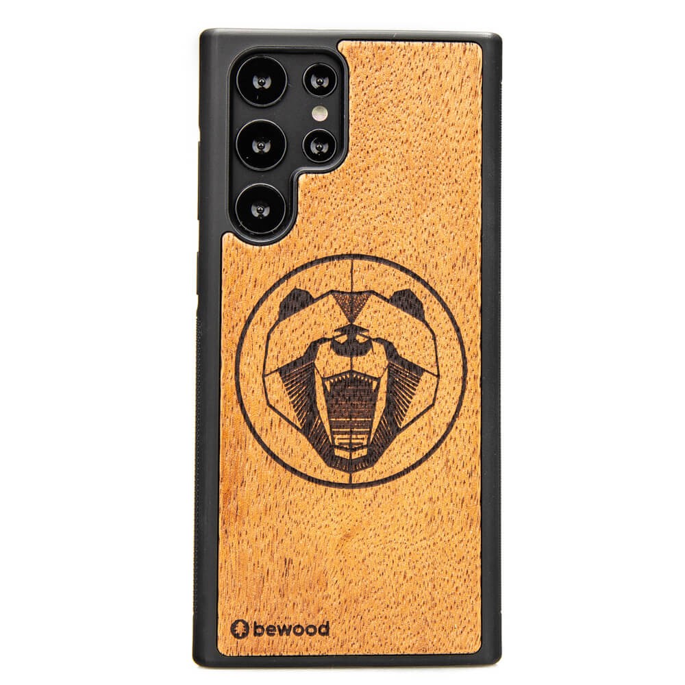 Holzhülle Für Samsung Galaxy S22 Ultra Merbau Bär