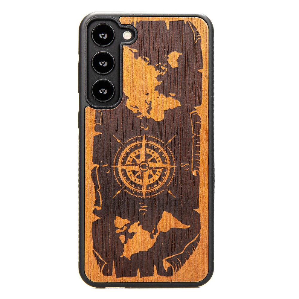 Bewood Holzhülle Für Samsung Galaxy S23 Plus Wind Rose Merbau