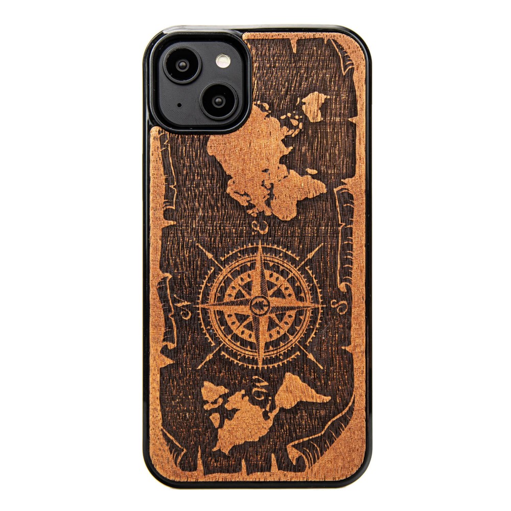 Bewood Holzhülle Für Iphone 15 Plus Wind Rose Merbau