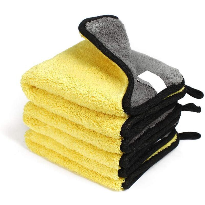 Set Mit 5 Mikrofasertüchern Für Autos, 1200 G/m², Extrem Saugfähig, 30 X 30 Cm, Schnelltrocknend, Wiederverwendbar Zum Reinigen Und Polieren