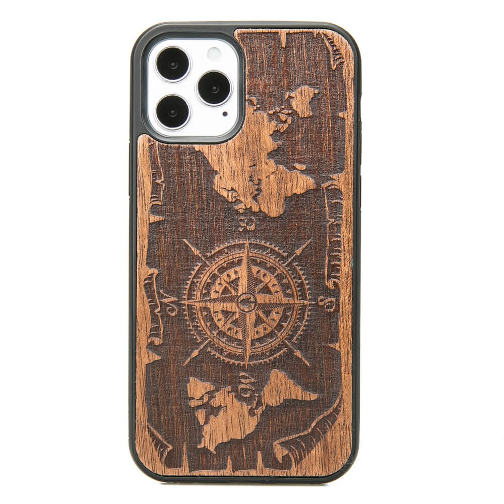 Holzhülle Für Iphone 12 / 12 Pro Wind Rose Merbau