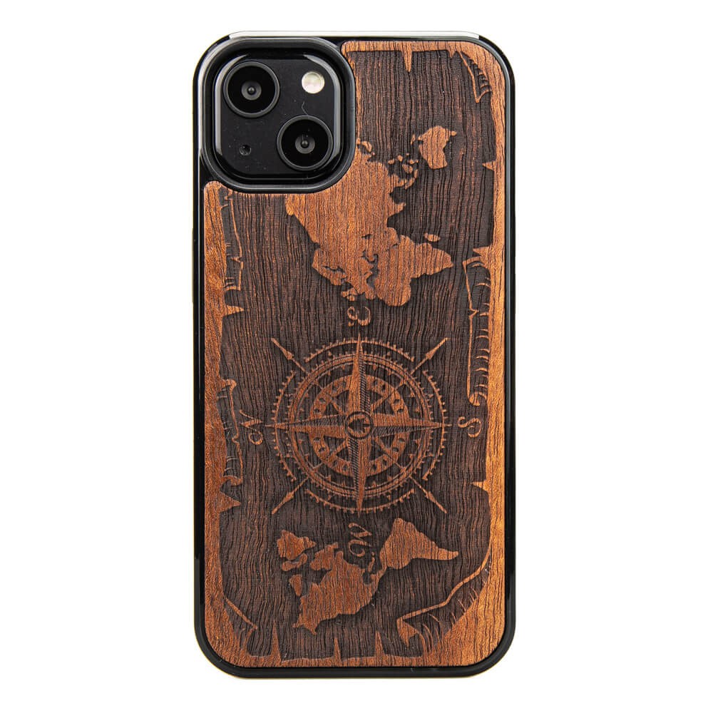 Holzhülle Für Iphone 13 Wind Rose Merbau