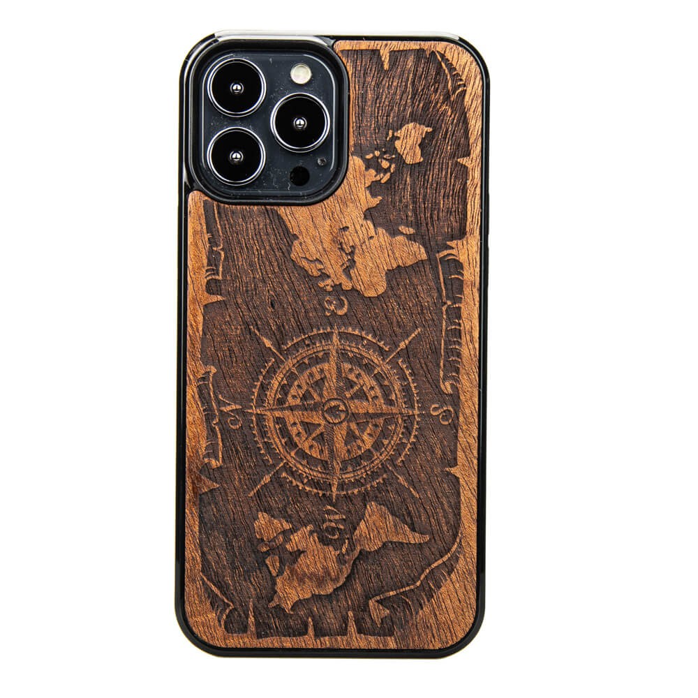 Holzhülle Für Iphone 13 Pro Max Wind Rose Merbau