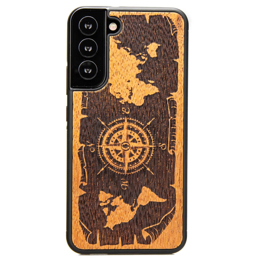 Holzhülle Für Samsung Galaxy S22 Plus Wind Rose Merbau