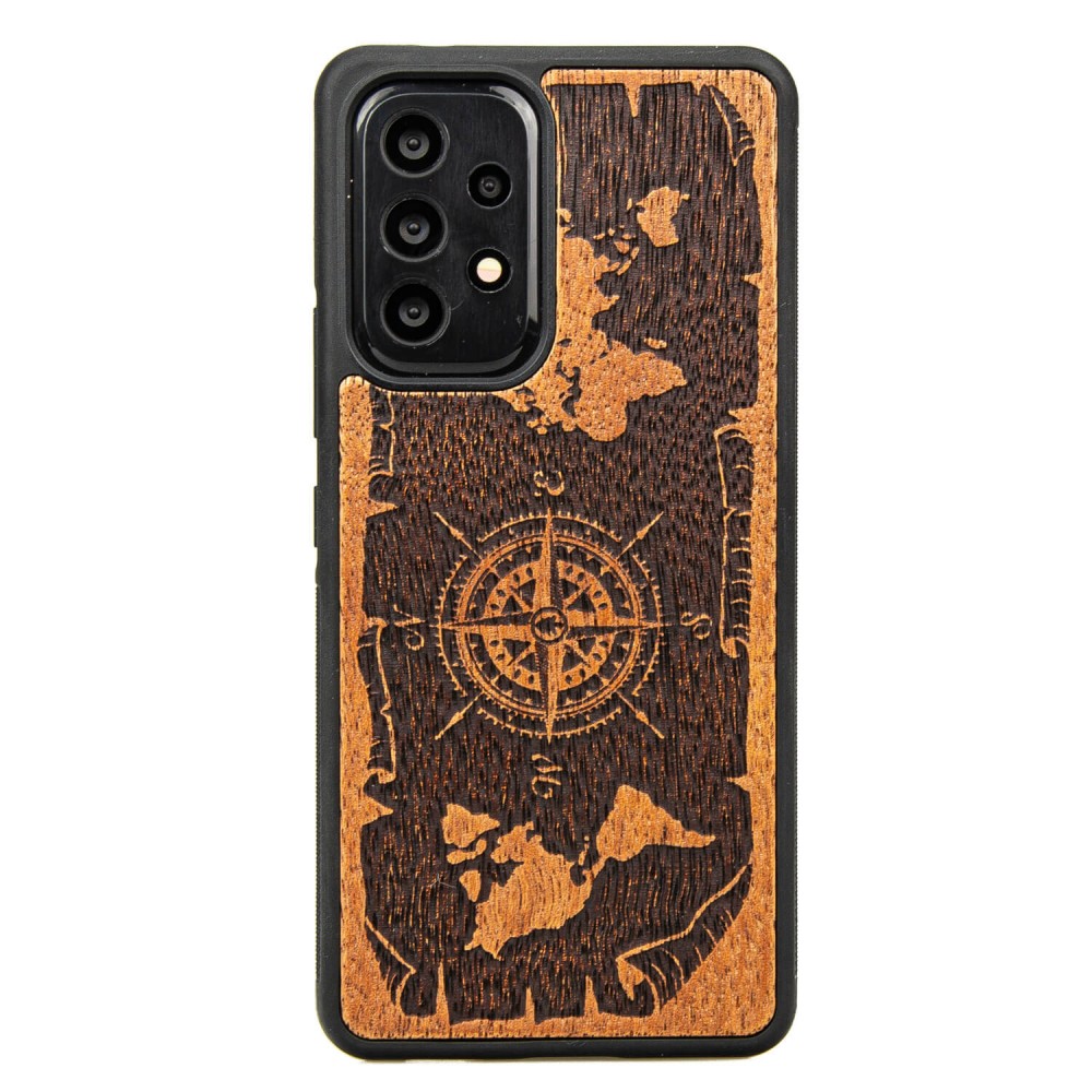 Holzhülle Für Samsung Galaxy A73 5g Wind Rose Merbau